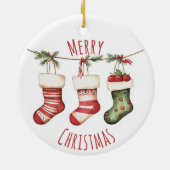 Watercolor Christmas Stockings Ornament (Achterkant)
