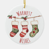 Watercolor Christmas Stockings Ornament (Voorkant)