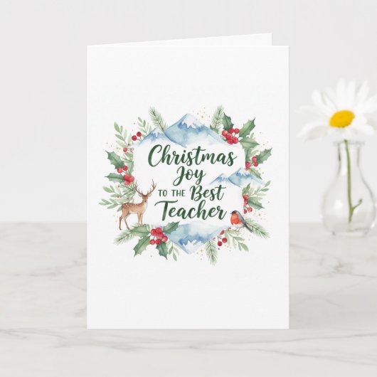 Watercolor Christmas Teacher Card – Festive Winter Kaart (Kleine Plant)