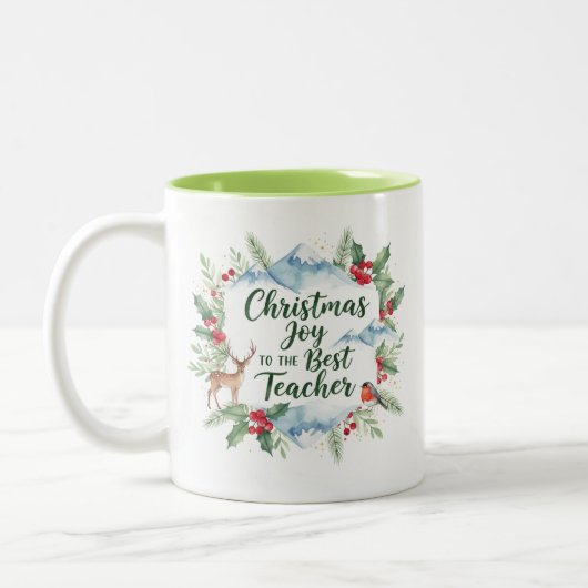 Watercolor Christmas Teacher Mug – Winter Tweekleurige Koffiemok (Links)