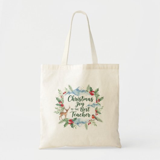 Watercolor Christmas Teacher Tote Bag – Winter (Voorkant)