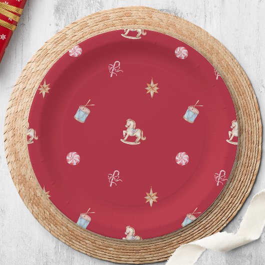 Watercolor Christmas Toys and Sweets Papieren Bordje