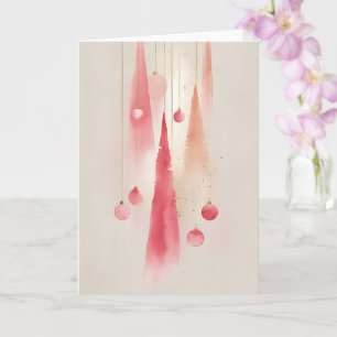 Watercolor Christmas Tree and Ornament  Kaart