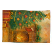 Watercolor Christmas Tree & Cozy Fireplace Holiday Kussensloop (Achterkant)