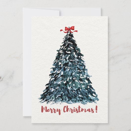 Watercolor Christmas Tree Greeting Card Elegant Feestdagenkaart (Voorkant)