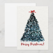 Watercolor Christmas Tree Greeting Card Elegant Feestdagenkaart (Voorkant / Achterkant)