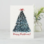 Watercolor Christmas Tree Greeting Card Elegant Feestdagenkaart (Staand voorkant)