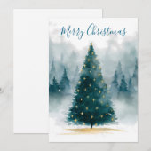 Watercolor Christmas Tree Greeting  Feestdagenkaart (Voorkant / Achterkant)