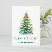 Watercolor Christmas Tree Holiday Card Feestdagenkaart (Staand voorkant)