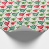 Watercolor Christmas Tree Holiday Pattern Cadeaupapier (Hoek)