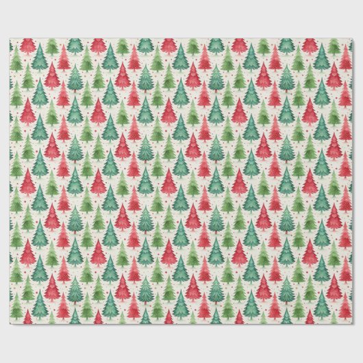 Watercolor Christmas Tree Holiday Pattern Cadeaupapier (Vlak)