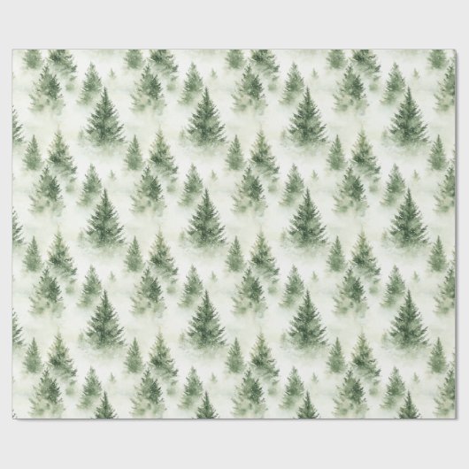 Watercolor Christmas Tree Holiday Pattern Cadeaupapier (Vlak)