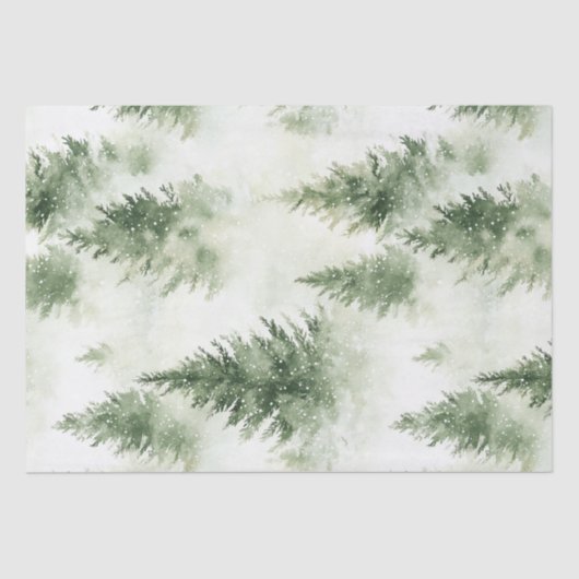 Watercolor Christmas Tree Holiday Pattern Tissuepapier (Voorkant)