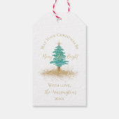 Watercolor Christmas Tree, "Merry & Bright" Cadeaulabel (Achterkant)
