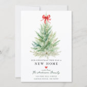 Watercolor Christmas Tree New Home Card Aankondiging (Voorkant)