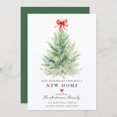 Watercolor Christmas Tree New Home Card Aankondiging (Voorkant / Achterkant)