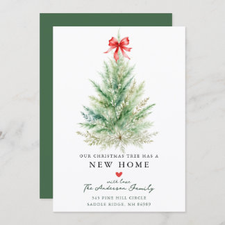 Watercolor Christmas Tree New Home Card Aankondiging