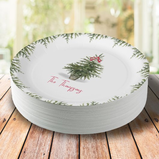 Watercolor Christmas Tree Personalized  Papieren Bordje
