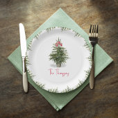 Watercolor Christmas Tree Personalized  Papieren Bordje