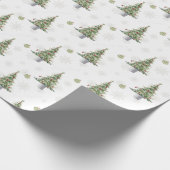 Watercolor Christmas Tree & Snowflake Pattern  Cadeaupapier (Hoek)