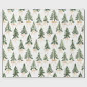 Watercolor Christmas Tree Wrapping Paper Cadeaupapier (Vlak)