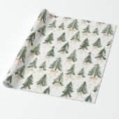 Watercolor Christmas Tree Wrapping Paper Cadeaupapier (Uitgerold)
