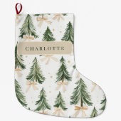 Watercolor Christmas Tree Wrapping Paper Grote Kerstsok (Voorkant)