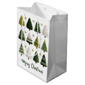 Watercolor Christmas Trees Holiday Gift Bag Medium Cadeauzakje (Achterkant Gekanteld)