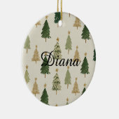 Watercolor Christmas Trees Personalized Ornament (Rechts)