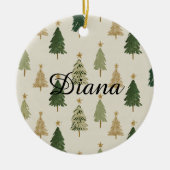 Watercolor Christmas Trees Personalized Ornament (Voorkant)