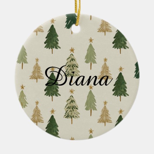 Watercolor Christmas Trees Personalized Ornament (Voorkant)