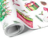 Watercolor Christmas Wrapping Paper Cadeaupapier (Rol Hoek)