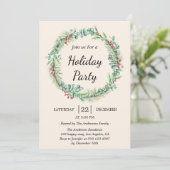 Watercolor Christmas Wreath -Elegant Holiday Party Kaart (Staand voorkant)