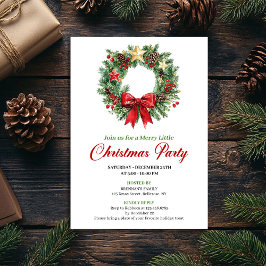 Watercolor Christmas Wreath Holiday Party Card Kaart