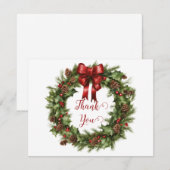 Watercolor Christmas Wreath Thank You Feestdagenkaart (Voorkant / Achterkant)