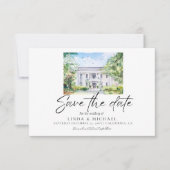 Watercolor Church Venue illustration Wedding Save The Date (Voorkant)