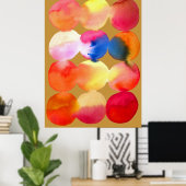Watercolor circle pattern abstract art warm colour poster (Thuiskantoor)