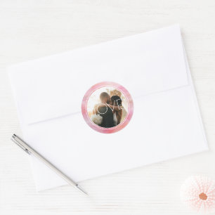 Watercolor Circle Pink Peach Custom Photo Ronde Sticker