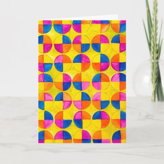 Watercolor Circles Tillykke med fødselsdagen Card Kaart (Voorkant)