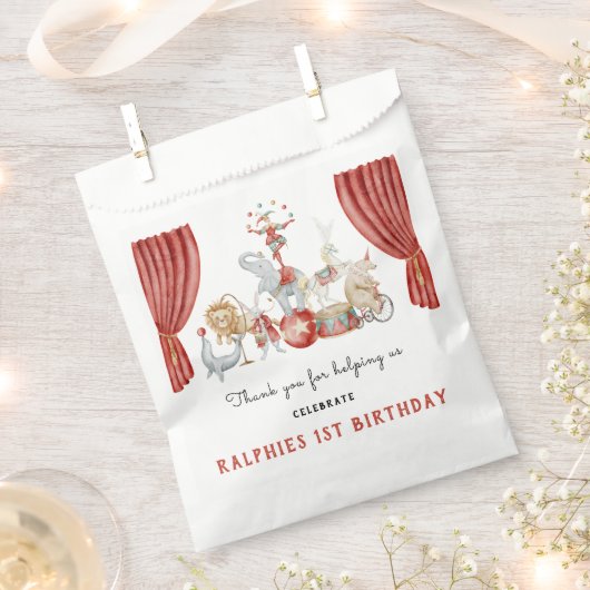 Watercolor Circus Animals Birthday Thank you Bedankzakje (Geknipt)