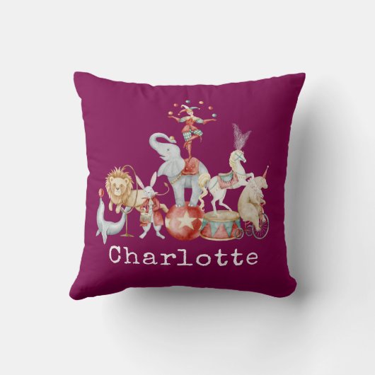 Watercolor Circus Animals Juggling Elephant Design Kussen (Achterkant)