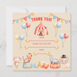 Watercolor Circus Dieren Verjaardag Bedankt Kaart