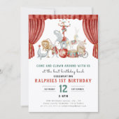 Watercolor Circus Elephant First Birthday Kaart (Voorkant)