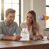 Watercolor Circus Elephant First Birthday Kaart