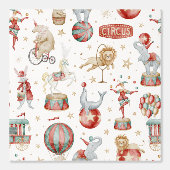 Watercolor Circus Performers and Animals Wallpaper Behang (Voorkant)