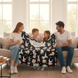 Watercolor Circus Tent Elephants Lions Family  Fleece Deken