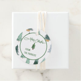 Watercolor Cirkel Kerstboom Favor Tags Bedankjes Labels