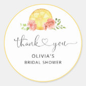 Watercolor Citroen Botanica Bruidsdankjewel  Ronde Sticker (Voorkant)