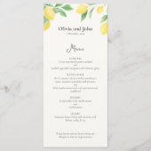 Watercolor Citroen Loofwerk Elegant Huwelijksmenu Menu (Voorkant)