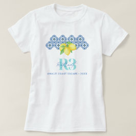 Watercolor citroen mediterraan tegel bedrijfslogo t-shirt